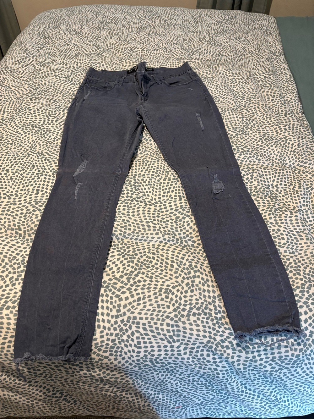 Express Distressed Navy Blue Jeans